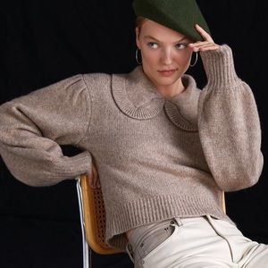 Anthropologie NWT M // ASTR THE LABEL COLLARED PUFF-SLEEVED JUMPER